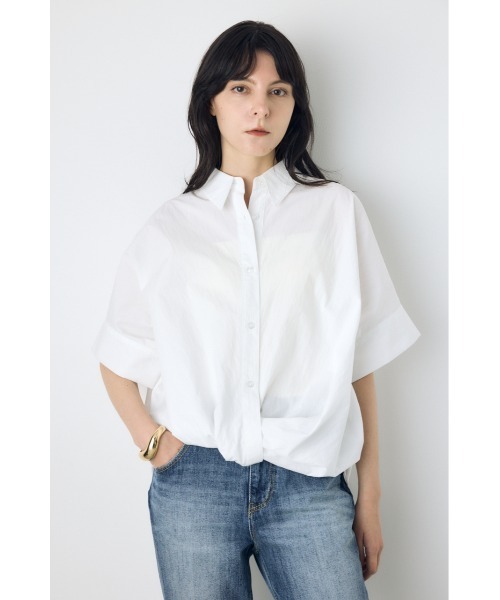 AZUL by moussy（アズールバイマウジー）の「フロントタック半袖ドルマンブラウス（シャツ/ブラウス・レディース・オフホワイト/サックスブルー/イエロー/ストライプ・SMALL/MEDIUM）」の5枚目の写真
