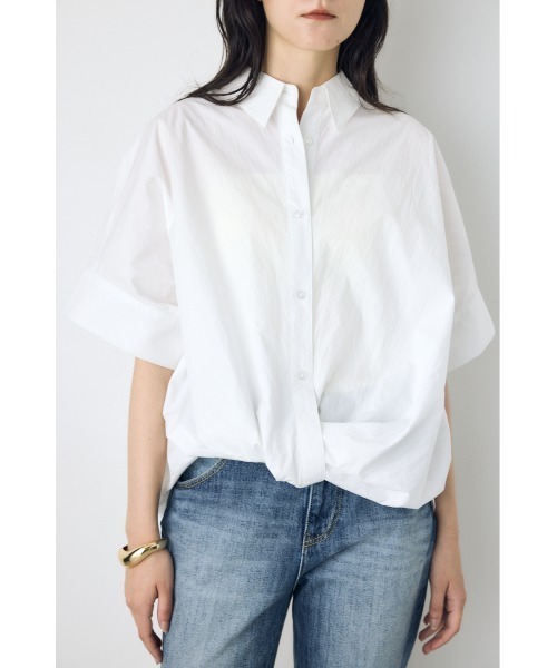 AZUL by moussy（アズールバイマウジー）の「フロントタック半袖ドルマンブラウス（シャツ/ブラウス・レディース・オフホワイト/サックスブルー/イエロー/ストライプ・SMALL/MEDIUM）」の7枚目の写真