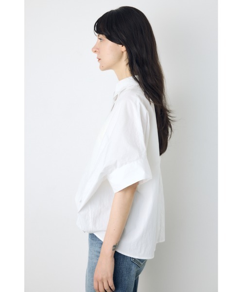 AZUL by moussy（アズールバイマウジー）の「フロントタック半袖ドルマンブラウス（シャツ/ブラウス・レディース・オフホワイト/サックスブルー/イエロー/ストライプ・SMALL/MEDIUM）」の8枚目の写真