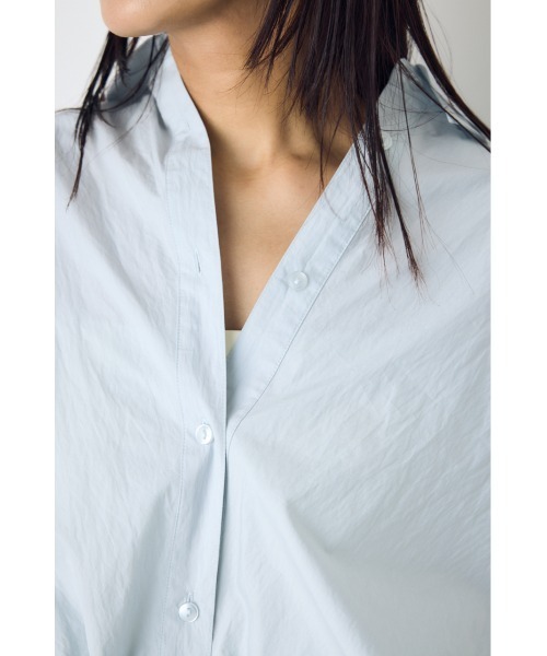 AZUL by moussy（アズールバイマウジー）の「フロントタック半袖ドルマンブラウス（シャツ/ブラウス・レディース・オフホワイト/サックスブルー/イエロー/ストライプ・SMALL/MEDIUM）」の20枚目の写真