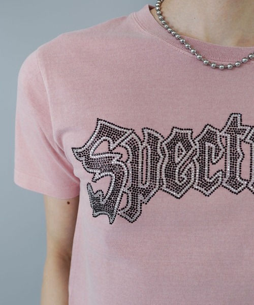 SPINNS(スピンズ)の「“キラッとロゴで差つく” 短丈半袖Tシャツ/ラインストーン(Tシャツ/カットソー・メンズ・ホワイト/ブラック系その他/ブラック/ピンク系その他・ONESIZE)」の6枚目の写真