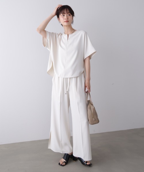 Bou Jeloud（ブージュルード）の「ダブルクロススリットパンツ（その他パンツ・レディース・ブルー/チャコールグレー/アイボリー・38）」の7枚目の写真