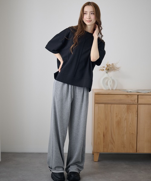 DAYRA(デイラ)の「ステッチ ゆる 半袖 カットソー トップス(Tシャツ/カットソー・レディース・グリーン/ブルー/ブラック/ピンク/ホワイト・FREE)」の6枚目の写真