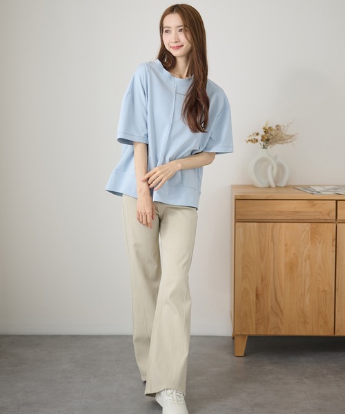 DAYRA(デイラ)の「ステッチ ゆる 半袖 カットソー トップス(Tシャツ/カットソー・レディース・グリーン/ブルー/ブラック/ピンク/ホワイト・FREE)」の15枚目の写真