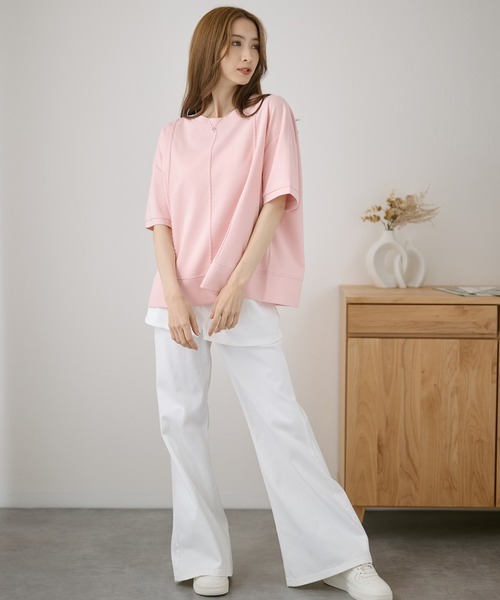 DAYRA(デイラ)の「ステッチ ゆる 半袖 カットソー トップス(Tシャツ/カットソー・レディース・グリーン/ブルー/ブラック/ピンク/ホワイト・FREE)」の20枚目の写真