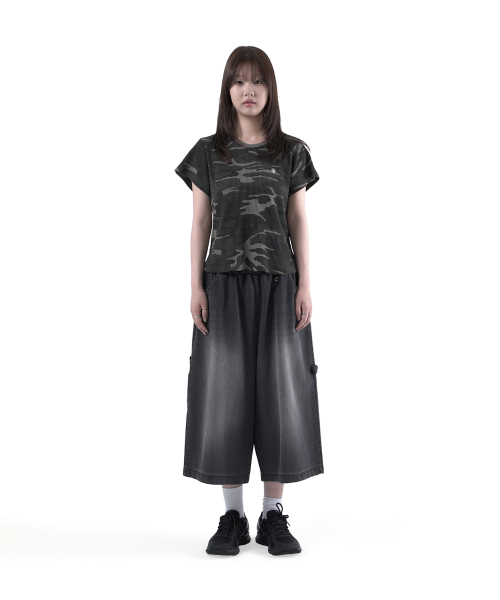 SLOW RECORD HOUSE(スローレコードハウス)の「ロゴワッフルクロップTシャツ_カモ(カーキ)(Tシャツ/カットソー・レディース・カーキ・1/2)」の5枚目の写真