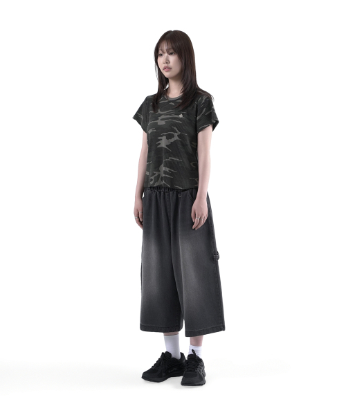 SLOW RECORD HOUSE(スローレコードハウス)の「ロゴワッフルクロップTシャツ_カモ(カーキ)(Tシャツ/カットソー・レディース・カーキ・1/2)」の6枚目の写真