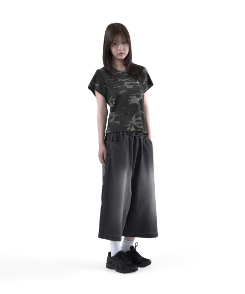 SLOW RECORD HOUSE(スローレコードハウス)の「ロゴワッフルクロップTシャツ_カモ(カーキ)(Tシャツ/カットソー・レディース・カーキ・1/2)」の7枚目の写真