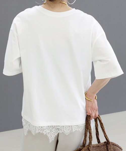 Aletta vita(アレッタビータ)の「裾レースレイヤード半袖プルオーバー(Tシャツ/カットソー・レディース・オフホワイト/ブラック・FREE)」の10枚目の写真