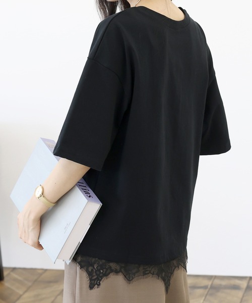 Aletta vita(アレッタビータ)の「裾レースレイヤード半袖プルオーバー(Tシャツ/カットソー・レディース・オフホワイト/ブラック・FREE)」の21枚目の写真