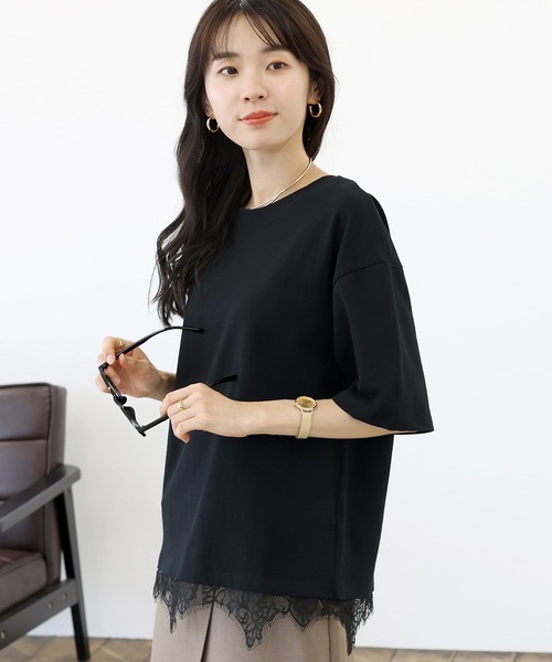 Aletta vita(アレッタビータ)の「裾レースレイヤード半袖プルオーバー(Tシャツ/カットソー・レディース・オフホワイト/ブラック・FREE)」の22枚目の写真