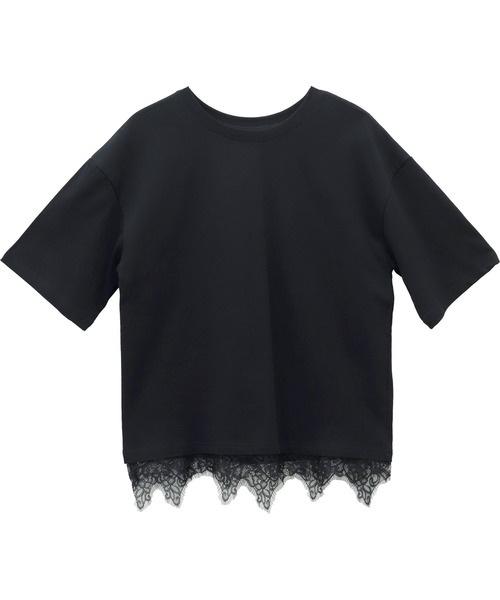Aletta vita(アレッタビータ)の「裾レースレイヤード半袖プルオーバー(Tシャツ/カットソー・レディース・オフホワイト/ブラック・FREE)」の7枚目の写真