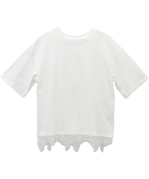 Aletta vita(アレッタビータ)の「裾レースレイヤード半袖プルオーバー(Tシャツ/カットソー・レディース・オフホワイト/ブラック・FREE)」の6枚目の写真