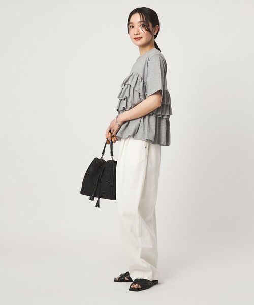 green label relaxing(グリーンレーベルリラクシング)の「【WEB限定】<at ease>フロント フリル ショートスリーブ カットソー(Tシャツ/カットソー・レディース・ホワイト/コバルトブルー/ブラック/ライトグレー・FREE)」の9枚目の写真
