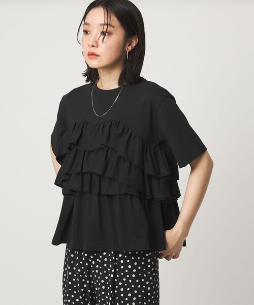 green label relaxing(グリーンレーベルリラクシング)の「【WEB限定】<at ease>フロント フリル ショートスリーブ カットソー(Tシャツ/カットソー・レディース・ホワイト/コバルトブルー/ブラック/ライトグレー・FREE)」の11枚目の写真