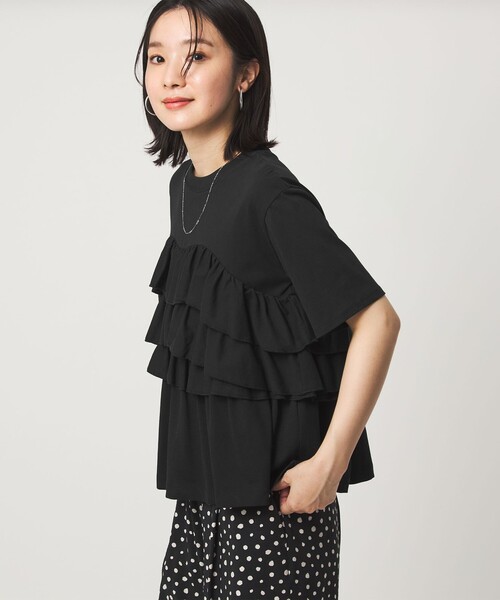 green label relaxing(グリーンレーベルリラクシング)の「【WEB限定】<at ease>フロント フリル ショートスリーブ カットソー(Tシャツ/カットソー・レディース・ホワイト/コバルトブルー/ブラック/ライトグレー・FREE)」の12枚目の写真