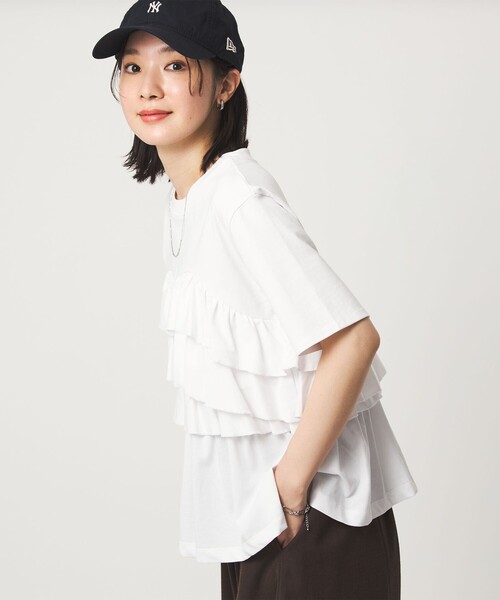 green label relaxing(グリーンレーベルリラクシング)の「【WEB限定】<at ease>フロント フリル ショートスリーブ カットソー(Tシャツ/カットソー・レディース・ホワイト/コバルトブルー/ブラック/ライトグレー・FREE)」の17枚目の写真