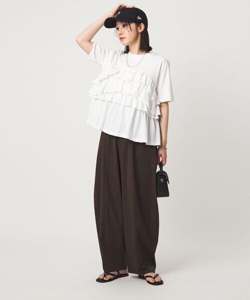 green label relaxing(グリーンレーベルリラクシング)の「【WEB限定】<at ease>フロント フリル ショートスリーブ カットソー(Tシャツ/カットソー・レディース・ホワイト/コバルトブルー/ブラック/ライトグレー・FREE)」の19枚目の写真