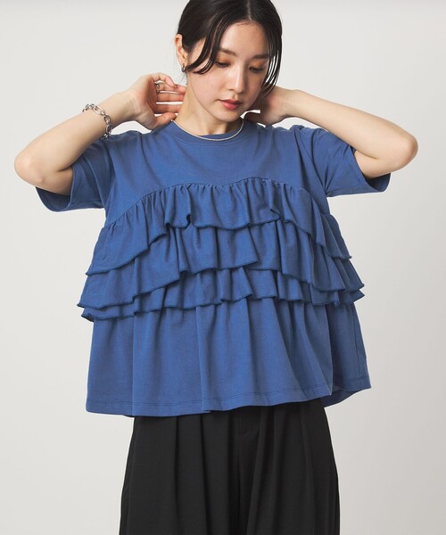 green label relaxing(グリーンレーベルリラクシング)の「【WEB限定】<at ease>フロント フリル ショートスリーブ カットソー(Tシャツ/カットソー・レディース・ホワイト/コバルトブルー/ブラック/ライトグレー・FREE)」の22枚目の写真