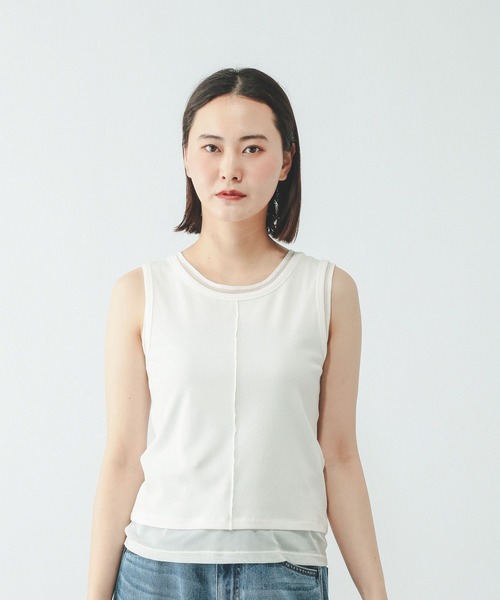 GLOBAL WORK(グローバルワーク)の「フェイクドッキングタンクトップ/684039(Tシャツ/カットソー・レディース・ライトイエロー/ダークグレー/ホワイト・MEDIUM/LARGE)」の6枚目の写真