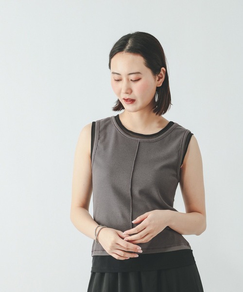 GLOBAL WORK(グローバルワーク)の「フェイクドッキングタンクトップ/684039(Tシャツ/カットソー・レディース・ライトイエロー/ダークグレー/ホワイト・MEDIUM/LARGE)」の10枚目の写真