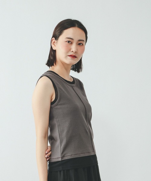 GLOBAL WORK(グローバルワーク)の「フェイクドッキングタンクトップ/684039(Tシャツ/カットソー・レディース・ライトイエロー/ダークグレー/ホワイト・MEDIUM/LARGE)」の11枚目の写真