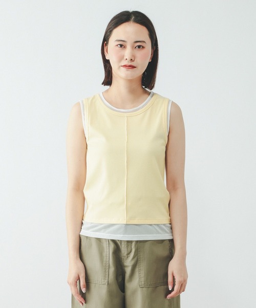 GLOBAL WORK(グローバルワーク)の「フェイクドッキングタンクトップ/684039(Tシャツ/カットソー・レディース・ライトイエロー/ダークグレー/ホワイト・MEDIUM/LARGE)」の16枚目の写真