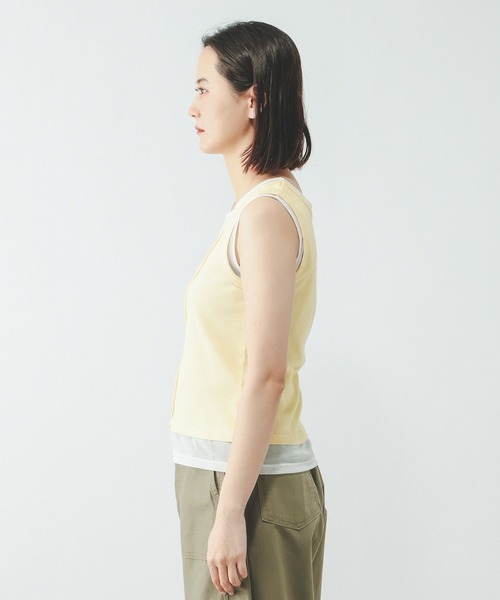 GLOBAL WORK(グローバルワーク)の「フェイクドッキングタンクトップ/684039(Tシャツ/カットソー・レディース・ライトイエロー/ダークグレー/ホワイト・MEDIUM/LARGE)」の17枚目の写真