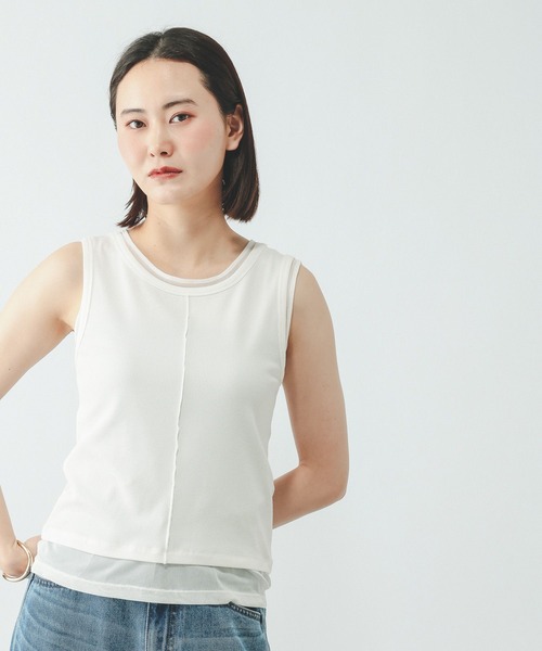 GLOBAL WORK(グローバルワーク)の「フェイクドッキングタンクトップ/684039(Tシャツ/カットソー・レディース・ライトイエロー/ダークグレー/ホワイト・MEDIUM/LARGE)」の12枚目の写真