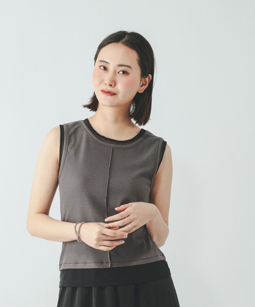 GLOBAL WORK(グローバルワーク)の「フェイクドッキングタンクトップ/684039(Tシャツ/カットソー・レディース・ライトイエロー/ダークグレー/ホワイト・MEDIUM/LARGE)」の13枚目の写真