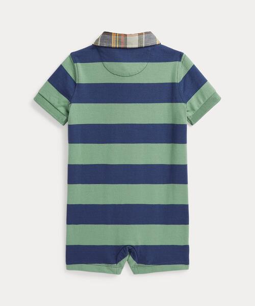 POLO RALPH LAUREN CHILDRENSWEAR(ポロ ラルフ ローレン チルドレンズウェア)の「マドラスカラー ストライプド コットン ショートオール(ロンパース・キッズ・マルチ・12M/9M)」の2枚目の写真