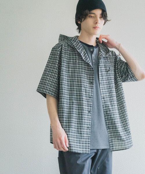 SENSE OF PLACE by URBAN RESEARCH（センスオブプレイスバイアーバンリサーチ）の「チェックフーディーシャツ（シャツ/ブラウス・メンズ・ブルー/ブラック・LARGE/MEDIUM）」の14枚目の写真
