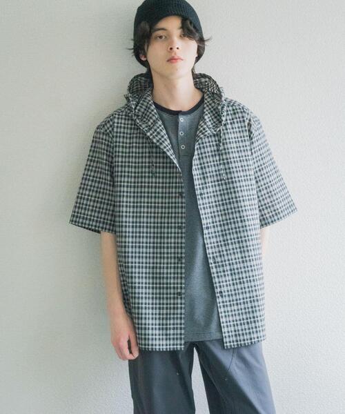 SENSE OF PLACE by URBAN RESEARCH（センスオブプレイスバイアーバンリサーチ）の「チェックフーディーシャツ（シャツ/ブラウス・メンズ・ブルー/ブラック・LARGE/MEDIUM）」の16枚目の写真