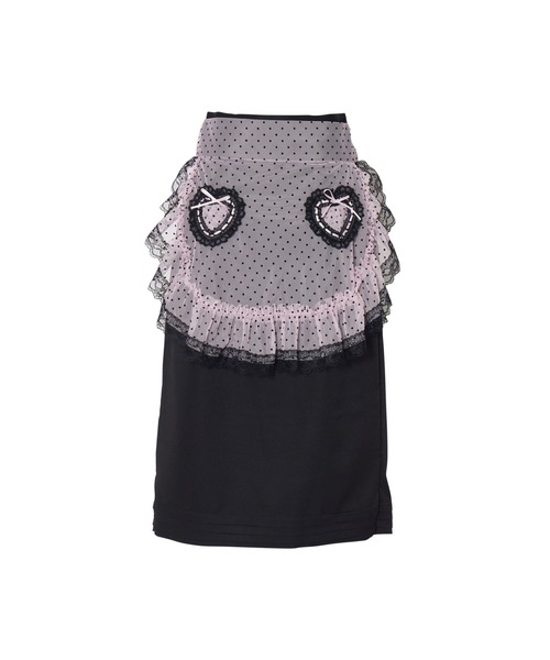 AVENCHUMU(アバンチュウム)の「Heart apron tight skirt(スカート・レディース・ピンク/ブラック・XS/FREE)」の2枚目の写真
