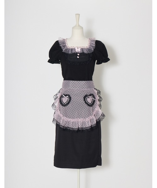 AVENCHUMU(アバンチュウム)の「Heart apron tight skirt(スカート・レディース・ピンク/ブラック・XS/FREE)」の12枚目の写真