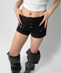 【LVEU.】フロントボタンショートパンツ / ボトムス パンツ ハイウエスト ショートパンツ ボタン ZOZOTOWN限定