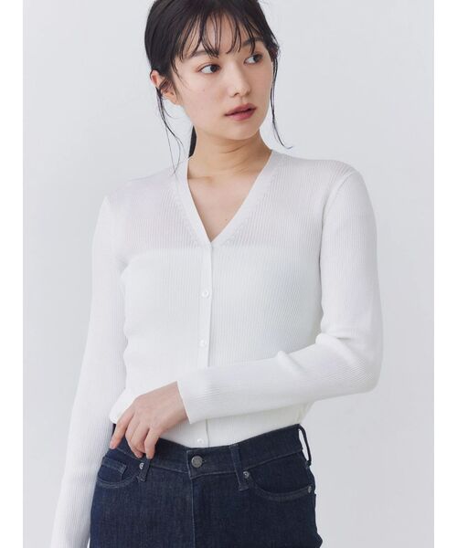 TONAL(トーナル)の「アセテートリブニットカーデ(カーディガン/ボレロ・レディース・ベビーピンク/ライトブルー/ネイビー/オフホワイト・MEDIUM)」の18枚目の写真