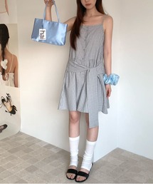 Chiina（チーナ）の「【Chiina】シャツ巻き風チェックキャミワンピ（チュニック）」