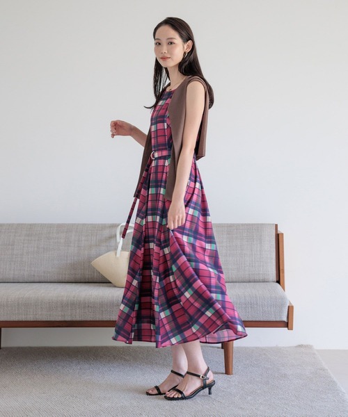 Andemiu(アンデミュウ)の「チェックノースリーブワンピース861242(ワンピース・レディース・ブルー/ピンク・FREE)」の1枚目の写真