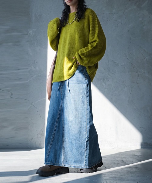 antiqua(アンティカ)の「リメイク風 スリット デニムスカート(デニムスカート・レディース・ブルー系その他・LARGE/MEDIUM)」の6枚目の写真