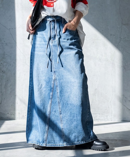 antiqua(アンティカ)の「リメイク風 スリット デニムスカート(デニムスカート・レディース・ブルー系その他・LARGE/MEDIUM)」の9枚目の写真