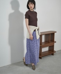小花柄リップルナロースカート