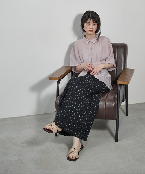 THE YOn(ザヨン)の「小花柄リップルナロースカート(スカート・レディース・ブラック/アイボリー/パープル・FREE)」の22枚目の写真