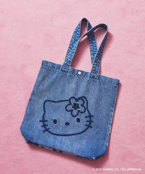 SOMETHING(サムシング)の「SOMETHING×HELLO KITTY (サムシング・ハローキティ)DENIM TOTE BAG/カオハナデザイン デニムトートバッグ/A4対応(トートバッグ・レディース・インディゴブルー・FREE)」の6枚目の写真