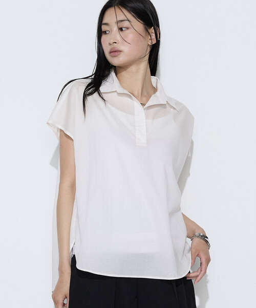 COMME CA Wardrobe(コムサワードローブ)の「ローン スキッパー Tブラウス(シャツ/ブラウス・レディース・ネイビー/オフホワイト/ピンク/ストライプ・FREE)」の7枚目の写真