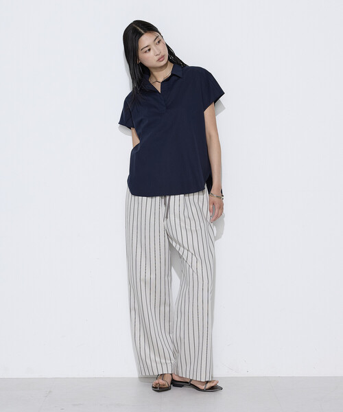 COMME CA Wardrobe(コムサワードローブ)の「ローン スキッパー Tブラウス(シャツ/ブラウス・レディース・ネイビー/オフホワイト/ピンク/ストライプ・FREE)」の10枚目の写真