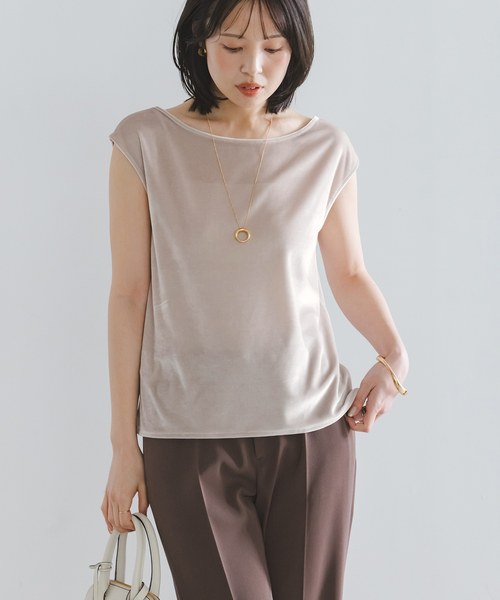 Noble(ノーブル)の「ベロア2WAYタンク(Tシャツ/カットソー・レディース・ベージュ/カーキ・FREE)」の8枚目の写真
