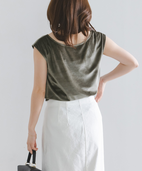 Noble(ノーブル)の「ベロア2WAYタンク(Tシャツ/カットソー・レディース・ベージュ/カーキ・FREE)」の14枚目の写真