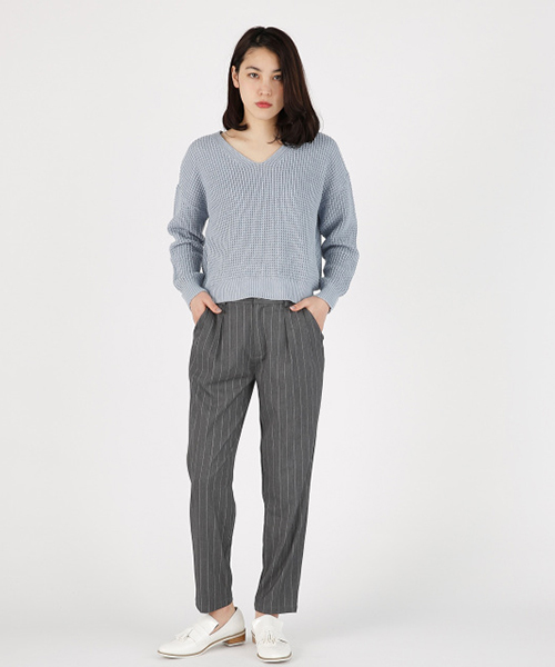 MOUSSY（マウジー）の「TUCK LOOSE PT/F（その他パンツ・レディース・イエロー/ダークネイビー/グレー系その他・1/2）」の2枚目の写真