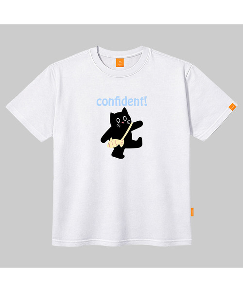 LLAMO(エラモ)の「威風堂々-ニャン 半袖Tシャツ 男女共用 ビッグサイズ S 4XL(Tシャツ/カットソー・レディース・グレー/ダークインディゴブルー/レッド/ホワイト・SMALL/X-LARGE/4XL/3XL/LARGE/MEDIUM/2XL)」の2枚目の写真